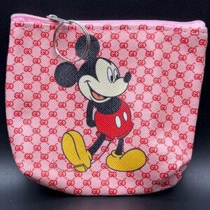 Pink GG Print Zipper Pouch Coin Purse Bag